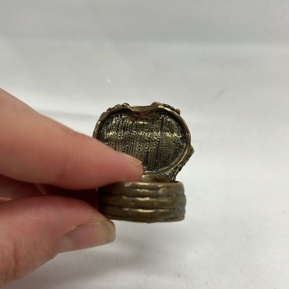 Chunky Blue & Bronze Toned Costume Ring - Picture 4 of 9